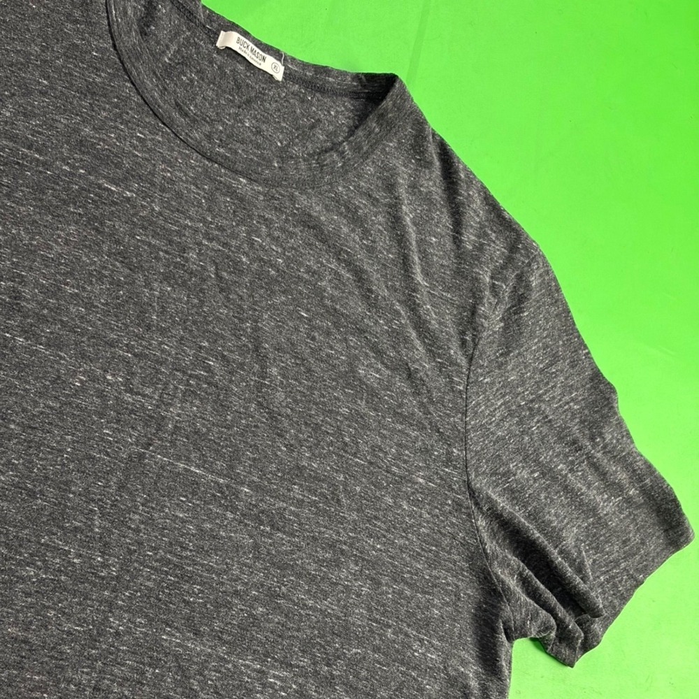 Buck Mason T-Shirt Mens XL Gray Tri-Blend Curved Hem Los Angeles LA CA USA Made